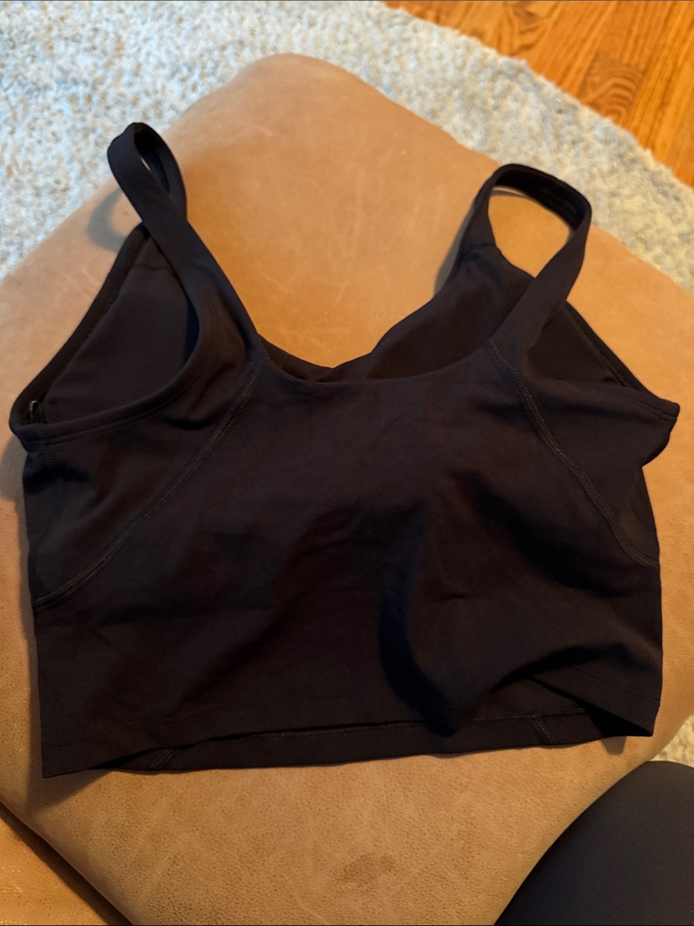 V-Neck Black Sports Bra with Subtle Star Logo - Picture 2 of 3